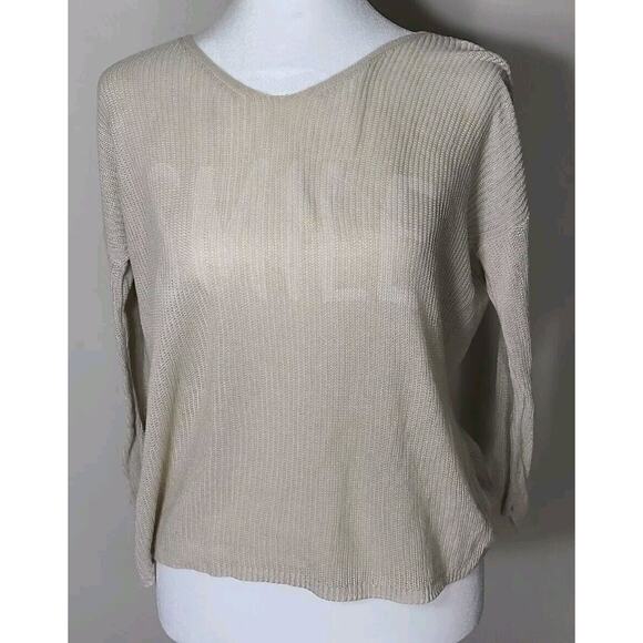 Charlie B XS Beige Smile Sweater 3/4 Sleeve - Picture 1 of 2